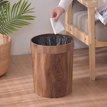 Trash Bin | Natural Wood & Metal Rim | Nordic Minimalism | Living Space