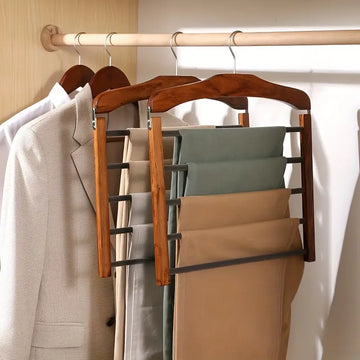 Trouser Rack | Wood & Metal | Multi-Tier Space-Saving | Modern Living Organization