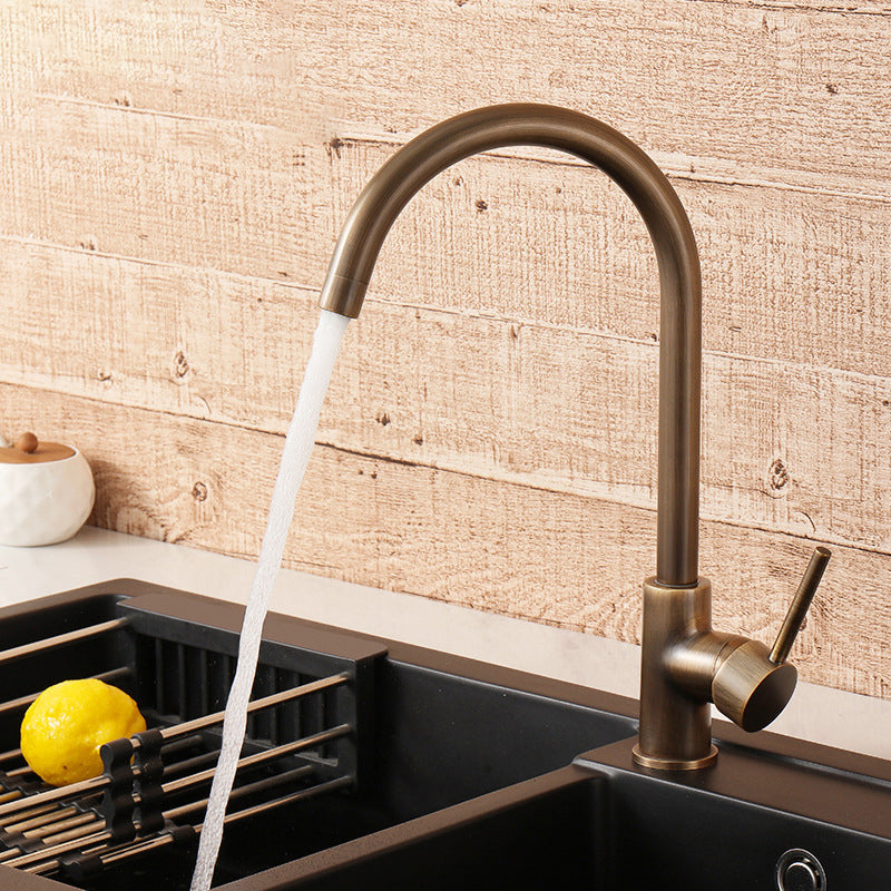 Modern Arching Spout Kitchen Faucet with Single Handle and Brushed Finish