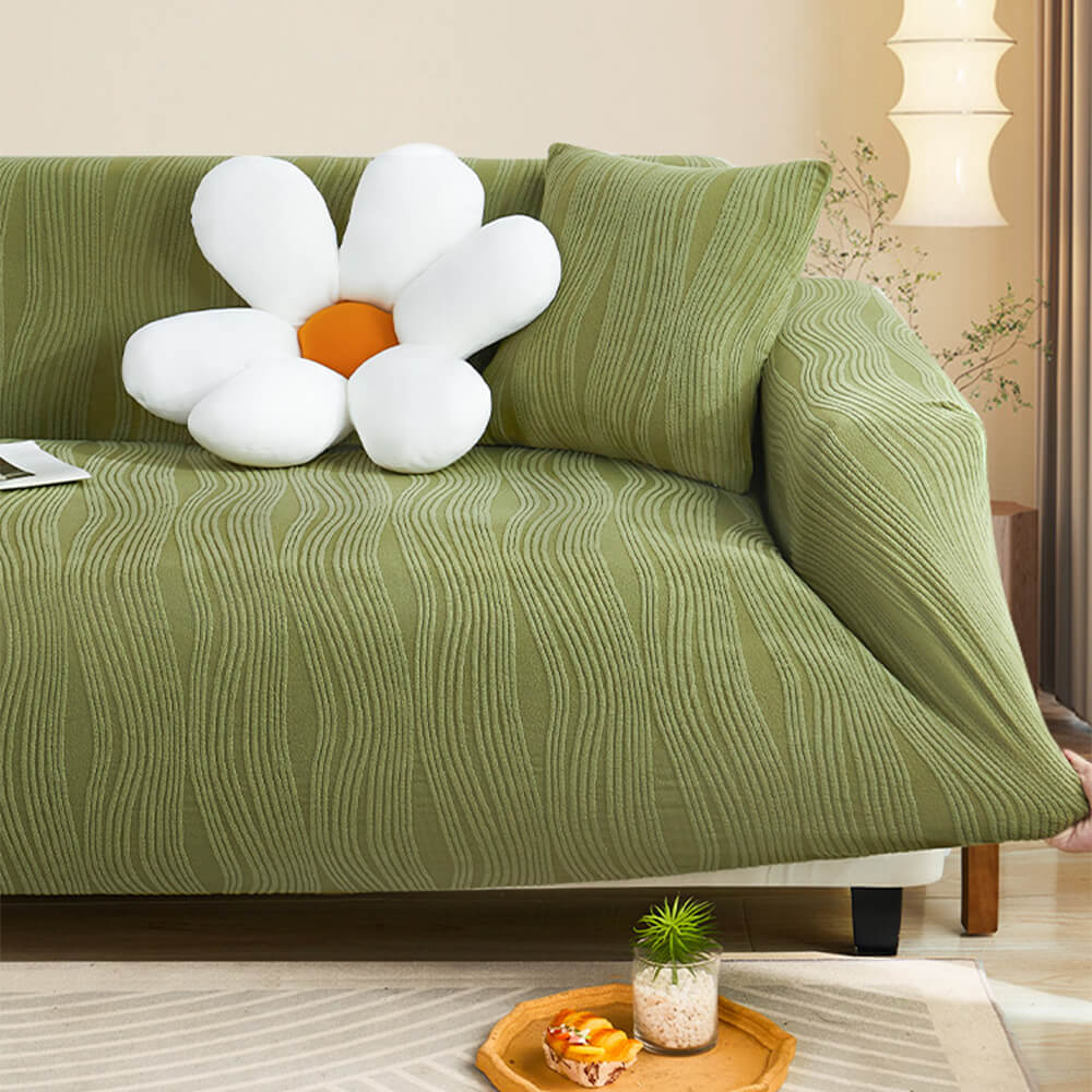 Couch Cover | Jacquard Fabric | Textured Ribbed Pattern | Pet-Friendly Living Room