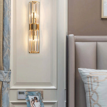 Modern Crystal Wall Light – Elegant Clear Panel Sconce for Luxurious Interior Décor