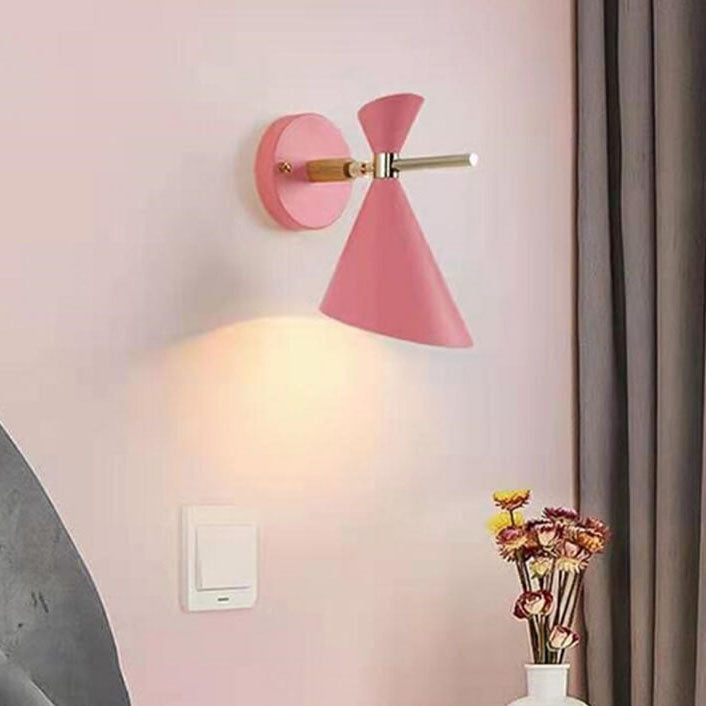Minimalist Cone Wall Light – Modern Adjustable Sconce in Wood and Metal for Interiors