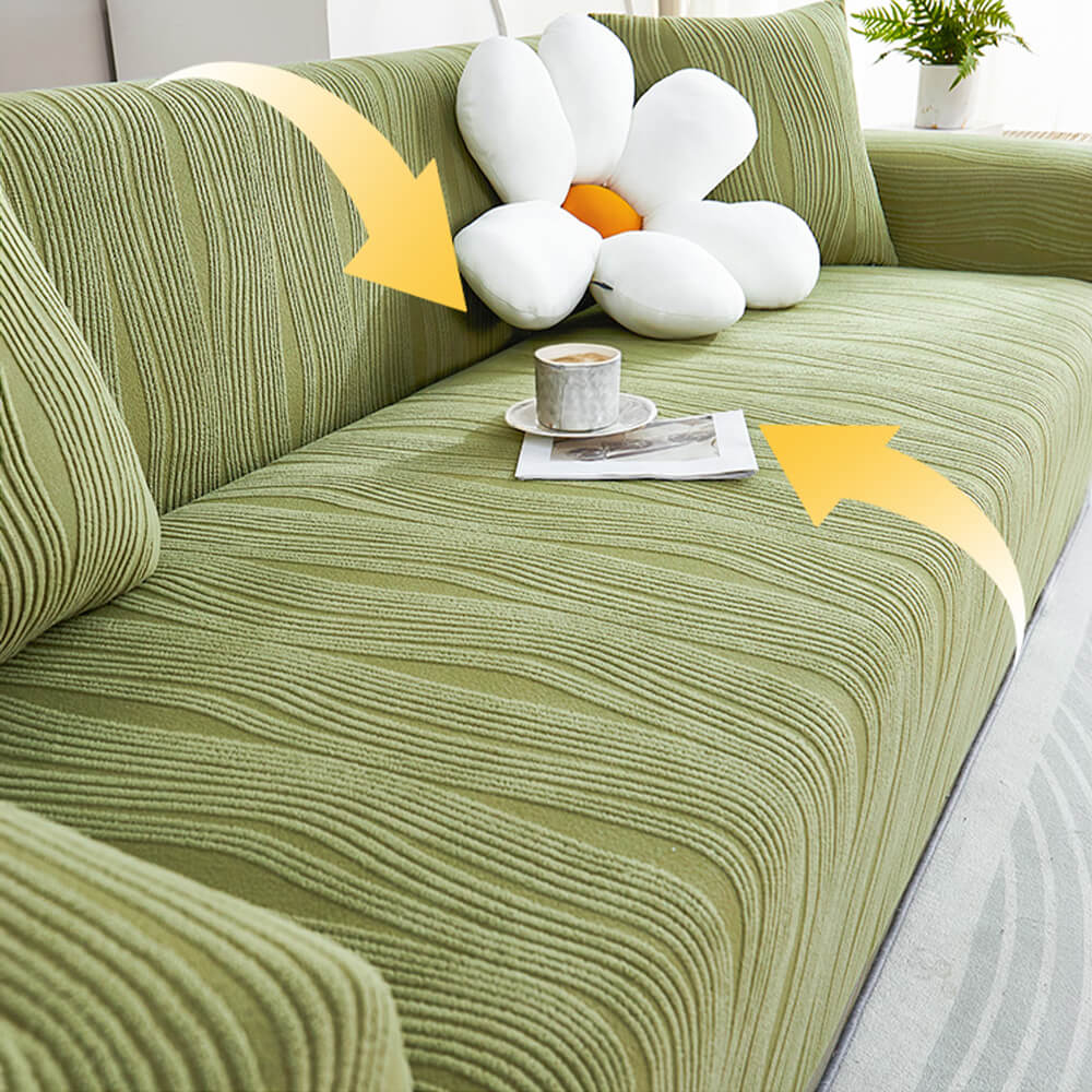 Couch Cover | Jacquard Fabric | Textured Ribbed Pattern | Pet-Friendly Living Room