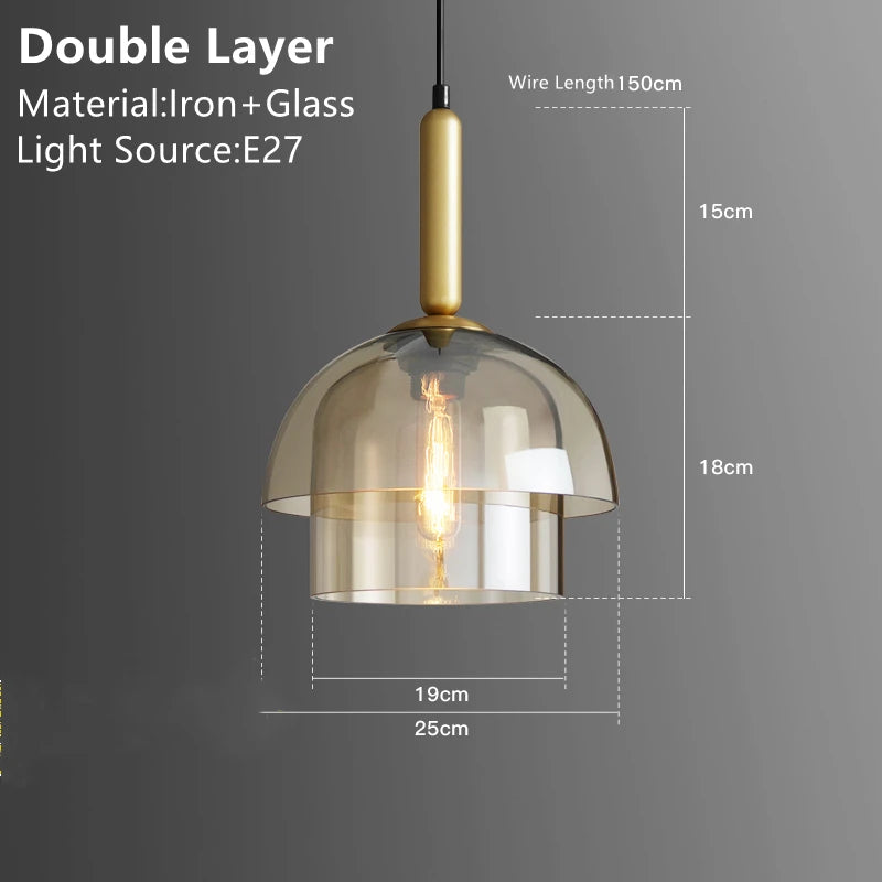 Contemporary Clear Glass Globe Pendant Light with Metallic Mounting