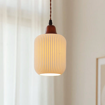 Scandinavian Ceramic Pendant Light with Ribbed Texture for Ambient Glow