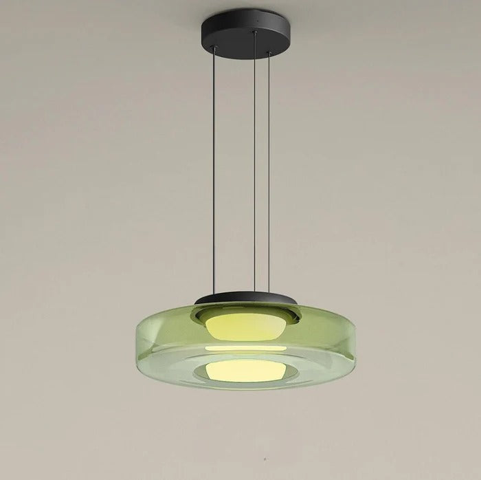 Pendant Lamp | Amber Glass & Black Metal | Bauhaus Style | Modern Art Spaces