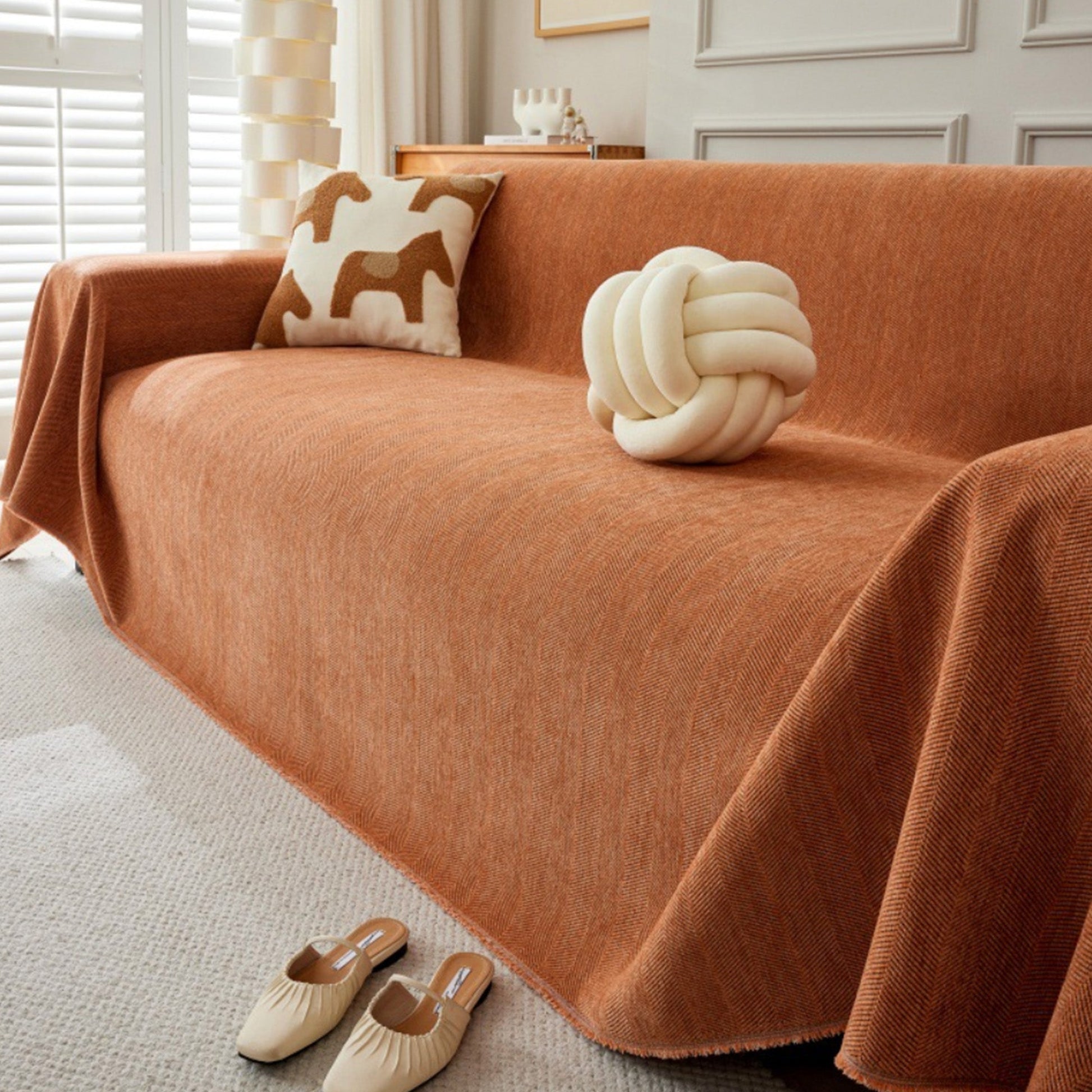 Sofa Cover | Microfiber | Herringbone Pattern | Living Room Protector
