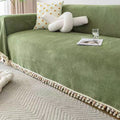 Sofa Cover | Cotton & Polyester Blend | Herringbone Tassel | Living Room Cozy Decor