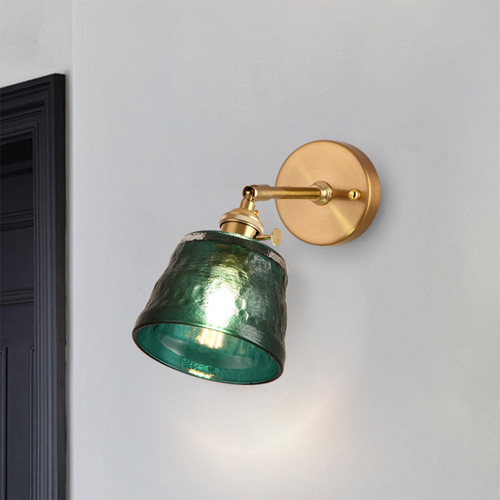 Wall Sconce | Brushed Brass & Textured Glass | Adjustable Arm | Living Room Accent