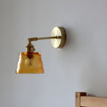 Wall Sconce | Brushed Brass & Textured Glass | Adjustable Arm | Living Room Accent