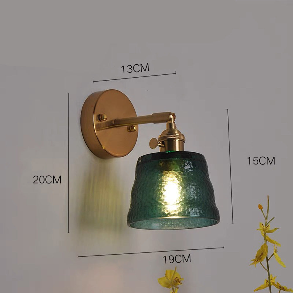 Wall Sconce | Brushed Brass & Textured Glass | Adjustable Arm | Living Room Accent