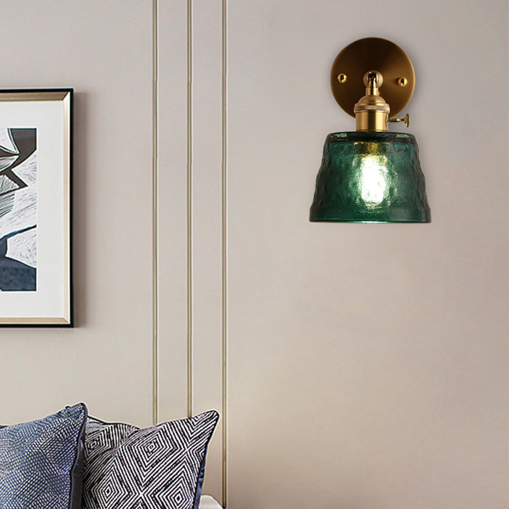 Wall Sconce | Brushed Brass & Textured Glass | Adjustable Arm | Living Room Accent