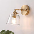 Wall Sconce | Brushed Brass & Textured Glass | Adjustable Arm | Living Room Accent