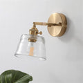Wall Sconce | Brushed Brass & Textured Glass | Adjustable Arm | Living Room Accent
