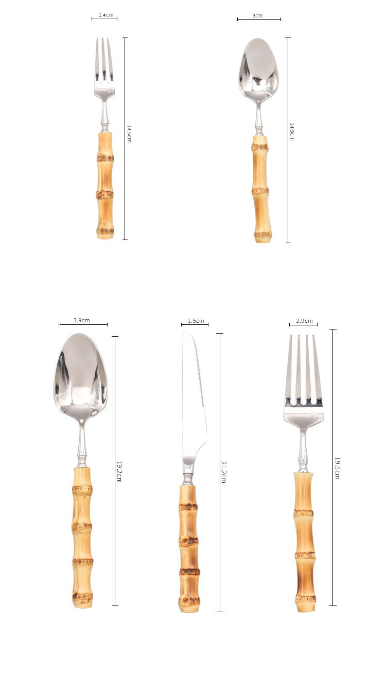 Cutlery Set | Stainless Steel & Bamboo | Bamboo Accents | Elegant Dining