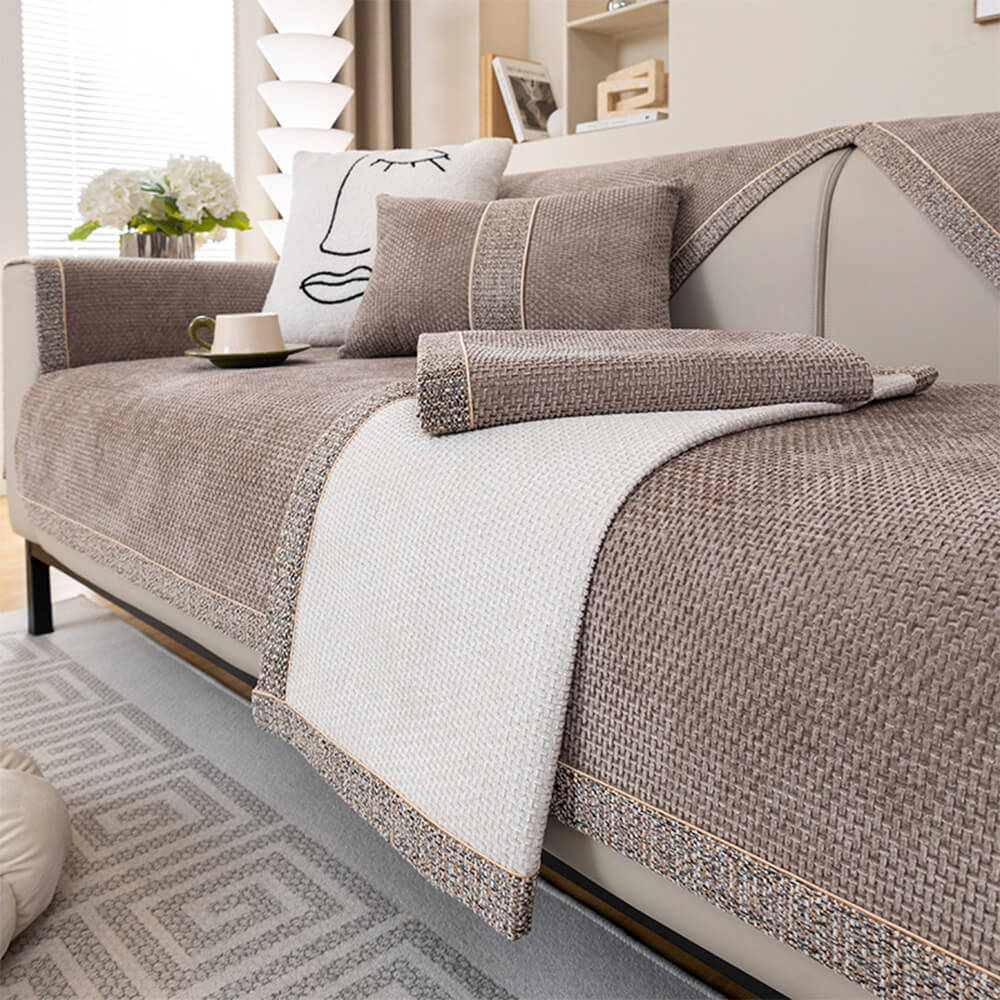 Sofa Cover | Chenille & Tweed | Woven Texture | Living Room Accent