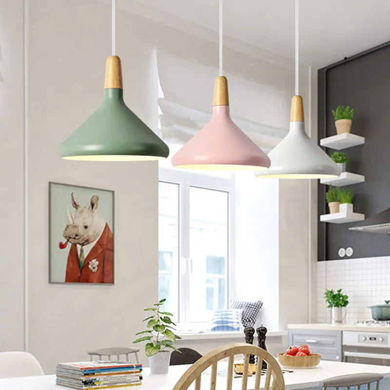 Modern Minimalist Pendant Light with Wood and Metal Contrast