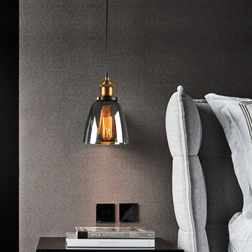 Nordic Glass Pendant Light – Modern Industrial Bedside Ceiling Fixture Adjustable Cord