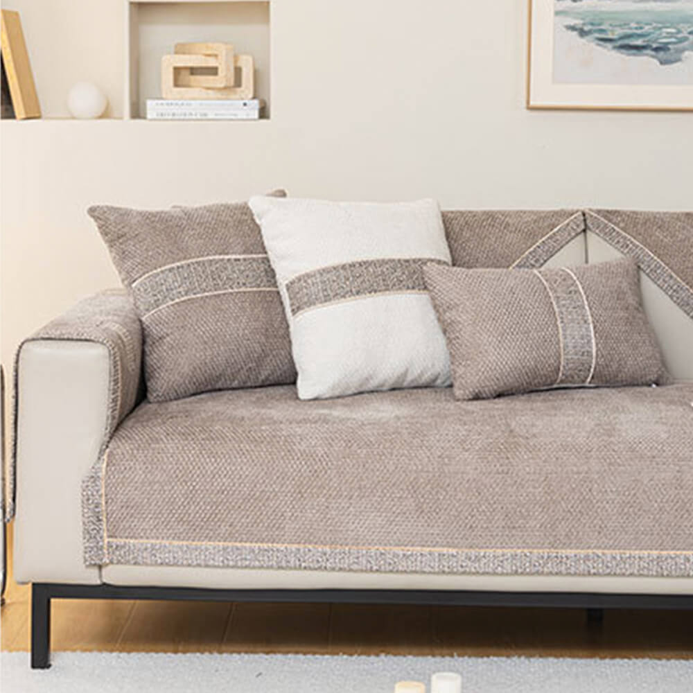 Sofa Cover | Chenille & Tweed | Woven Texture | Living Room Accent