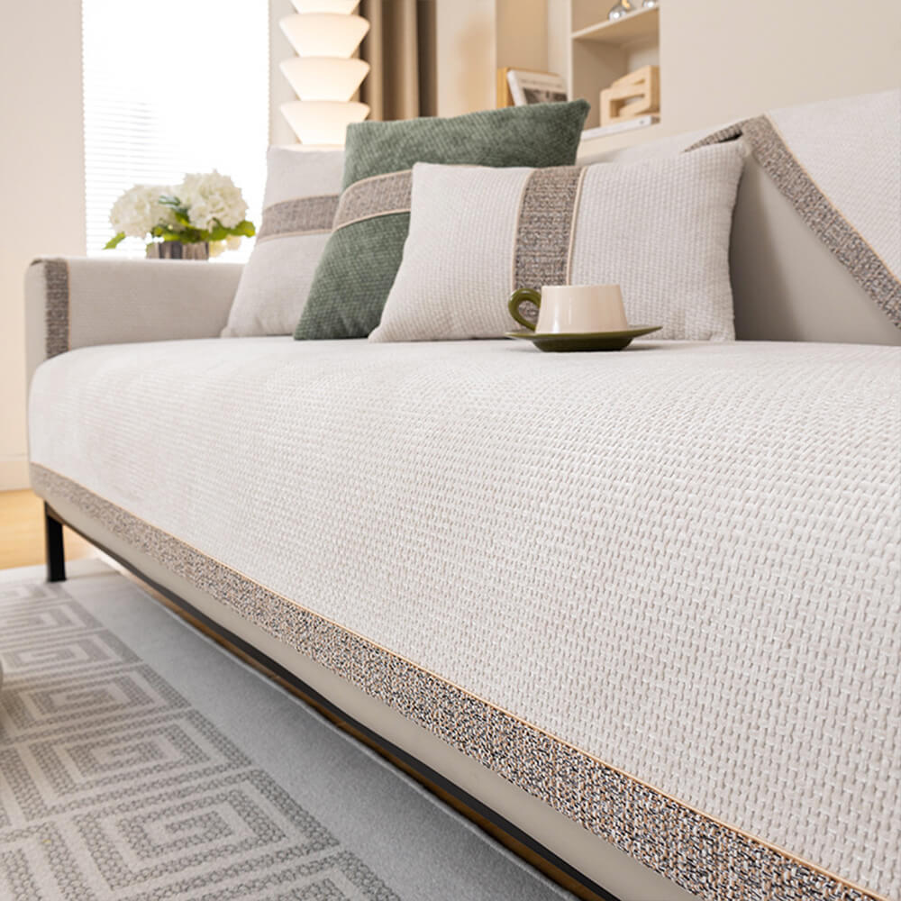 Sofa Cover | Chenille & Tweed | Woven Texture | Living Room Accent