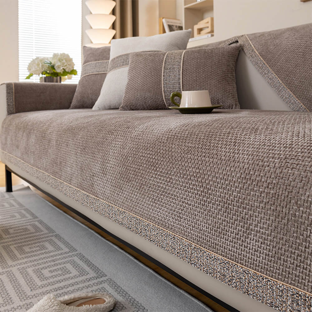 Sofa Cover | Chenille & Tweed | Woven Texture | Living Room Accent
