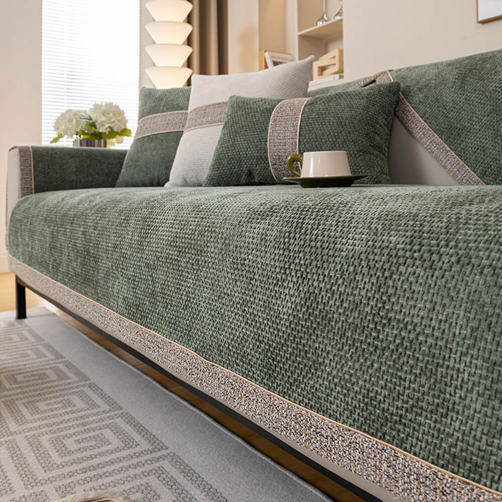 Sofa Cover | Chenille & Tweed | Woven Texture | Living Room Accent