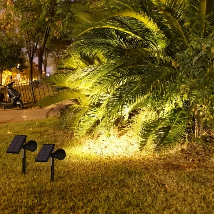 Solar Spot Light | Black Plastic & Solar Panel | Weather-Resistant & Adjustable Angle | Garden Enhancement