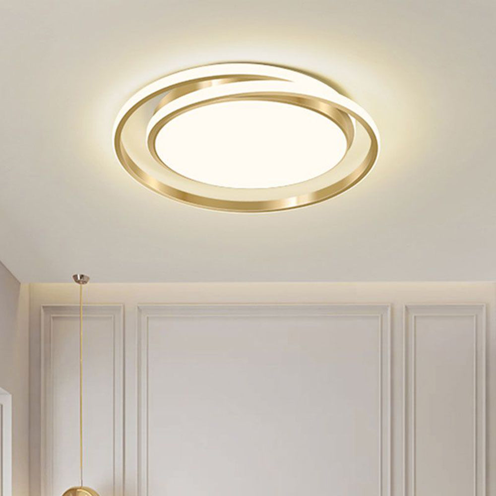 Ceiling Light | Brushed Gold Iron & Acrylic | Circular LED Design | Living Room