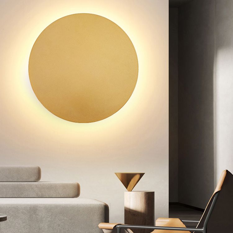 Modern Round Metal Wall Light – Minimalist LED Backlit Wall Decor for Bedroom