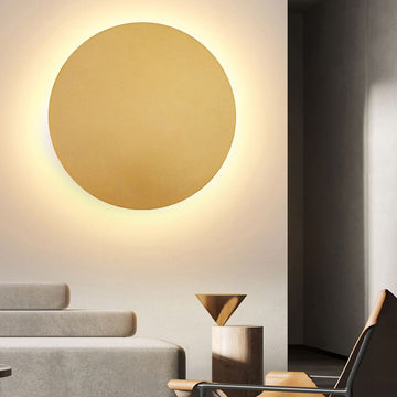 Modern Round Metal Wall Light – Minimalist LED Backlit Wall Decor for Bedroom
