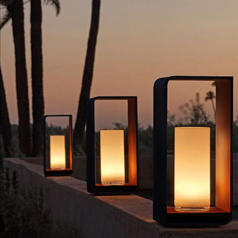 Modern Outdoor LED Patio Lantern – Minimalist Waterproof Garden Light, Solar/Hardwired