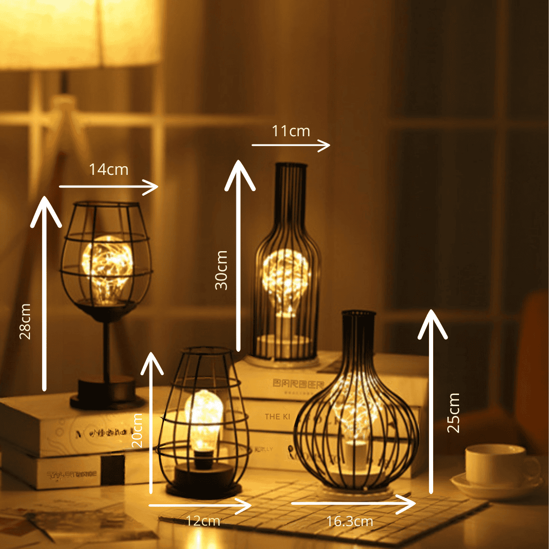 Table Lamp | Metal & Glass | Exposed Edison Bulb | Living Room Accent