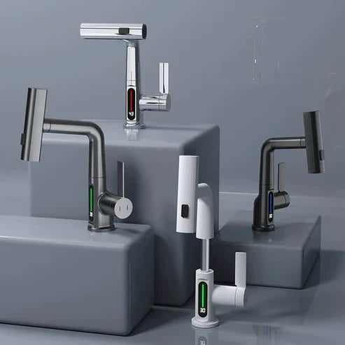 Kitchen Faucet | Matte Black Metal & LED Display | Touch Control & Pull-out Sprayer | Modern Kitchen