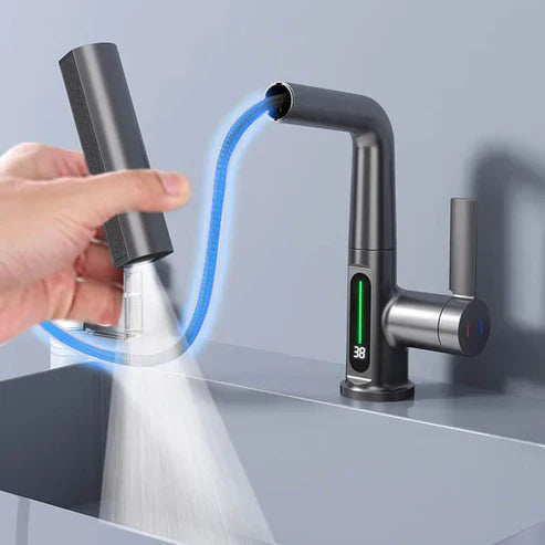 Kitchen Faucet | Matte Black Metal & LED Display | Touch Control & Pull-out Sprayer | Modern Kitchen