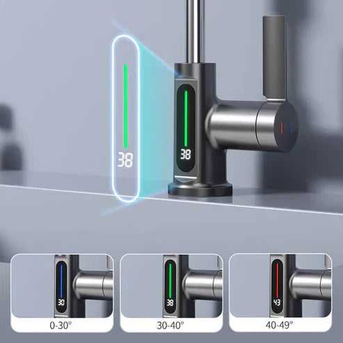 Kitchen Faucet | Matte Black Metal & LED Display | Touch Control & Pull-out Sprayer | Modern Kitchen