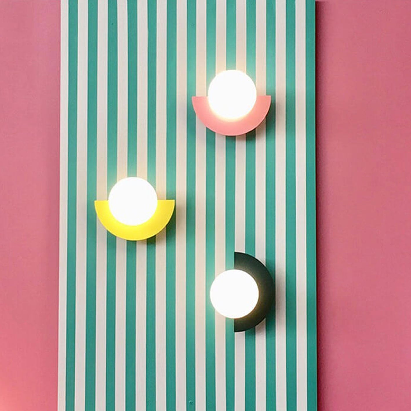Glass Globe Wall Sconce, Modern Minimalist Light with Geometric Semicircle Base