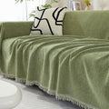 Blanket | Chenille | Herringbone Pattern & Tassel Edges | Living Room Accent