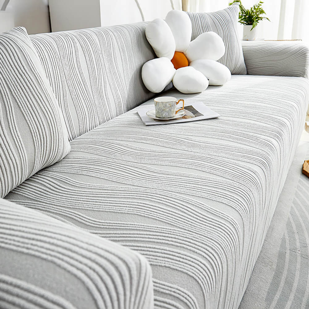 Couch Cover | Jacquard Fabric | Textured Ribbed Pattern | Pet-Friendly Living Room