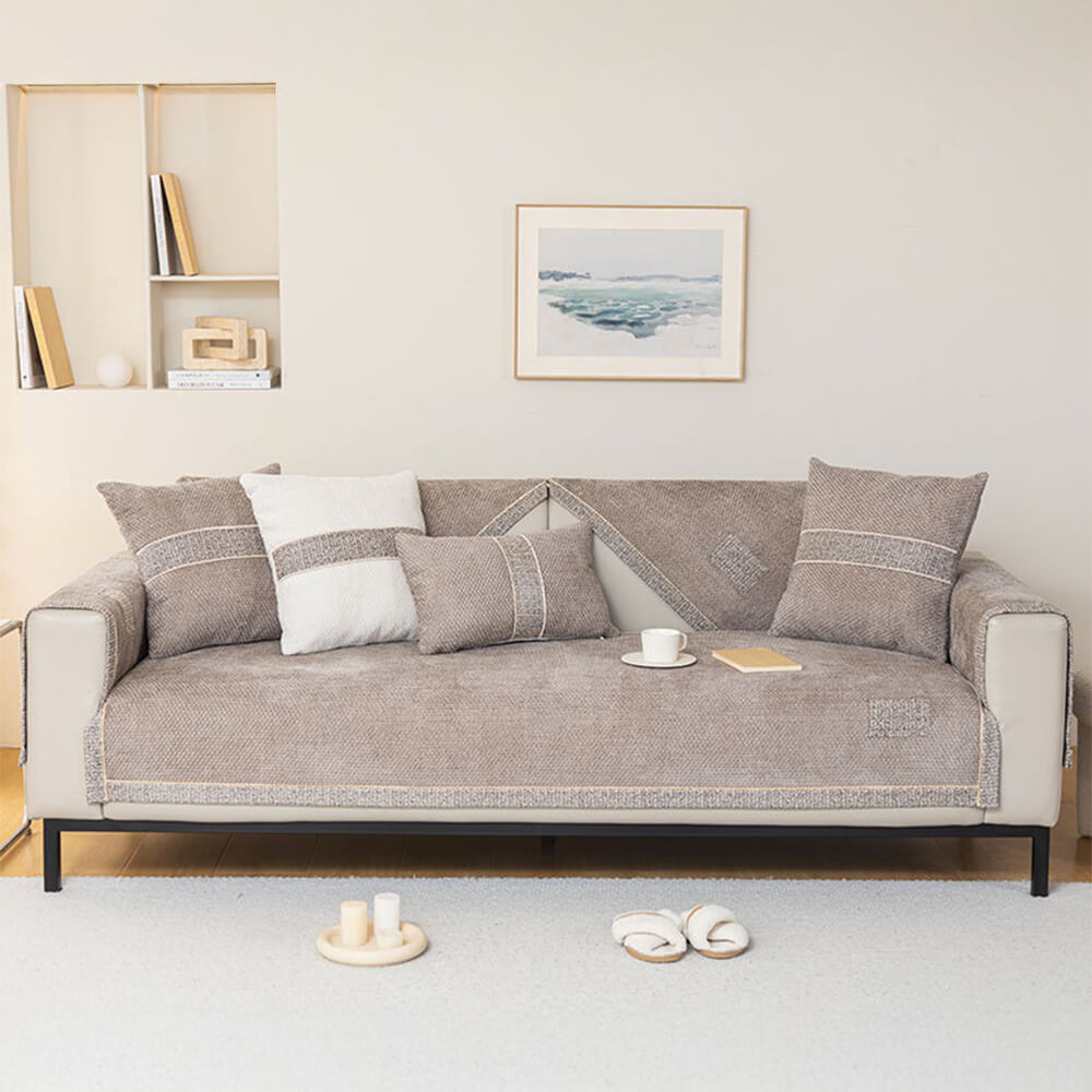 Sofa Cover | Chenille & Tweed | Woven Texture | Living Room Accent
