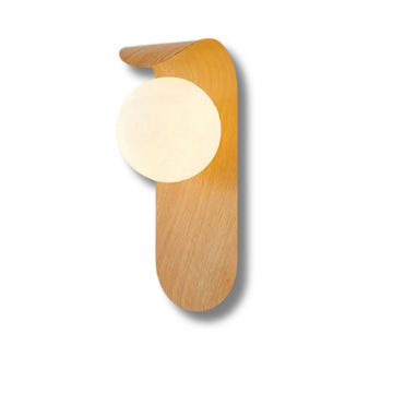 Modern Walnut Wood Wall Sconce – Minimalist LED Light for Ambient Interior Lighting