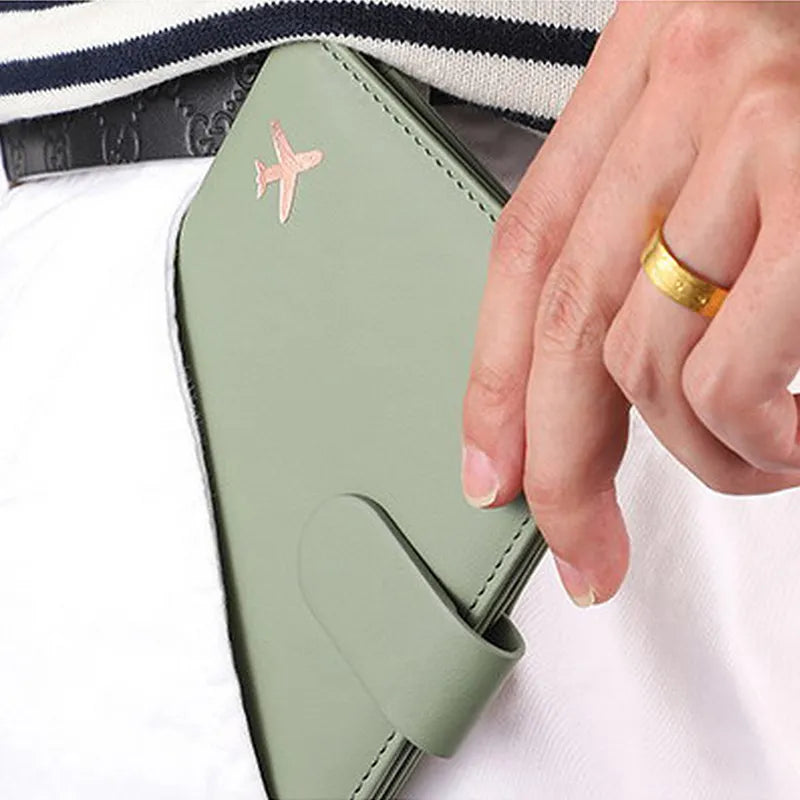 RFID Secure Passport Holder – Modern Minimalist Travel Wallet with Flap Closure