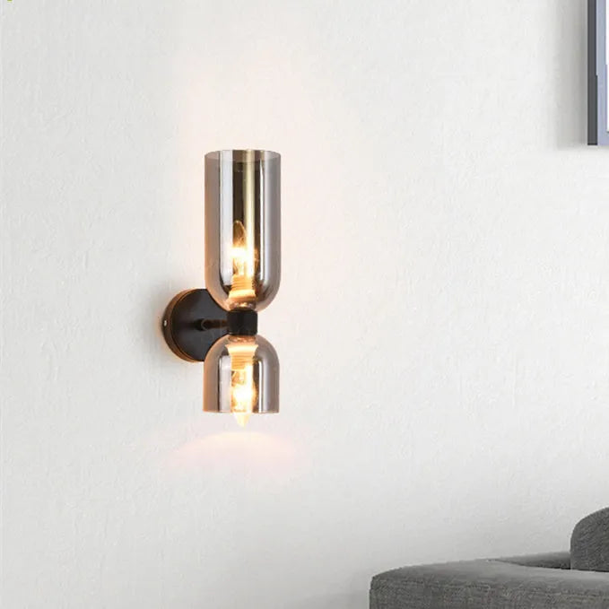 Modern Dual Glass Wall Sconce – Minimalist LED Up and Down Light Fixture