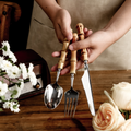 Cutlery Set | Stainless Steel & Bamboo | Bamboo Accents | Elegant Dining