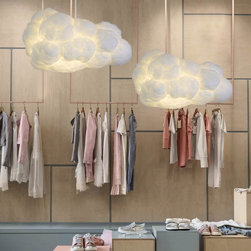 Pendant Lamp | Textured Fabric & Plastic | Cloud-Like Shape | Living Room Accent