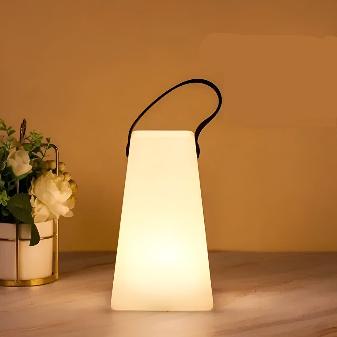 Table Lamp | Frosted Glass & Brushed Metal | Wireless Dimmable LED | Indoor Outdoor Ambient Lighting
