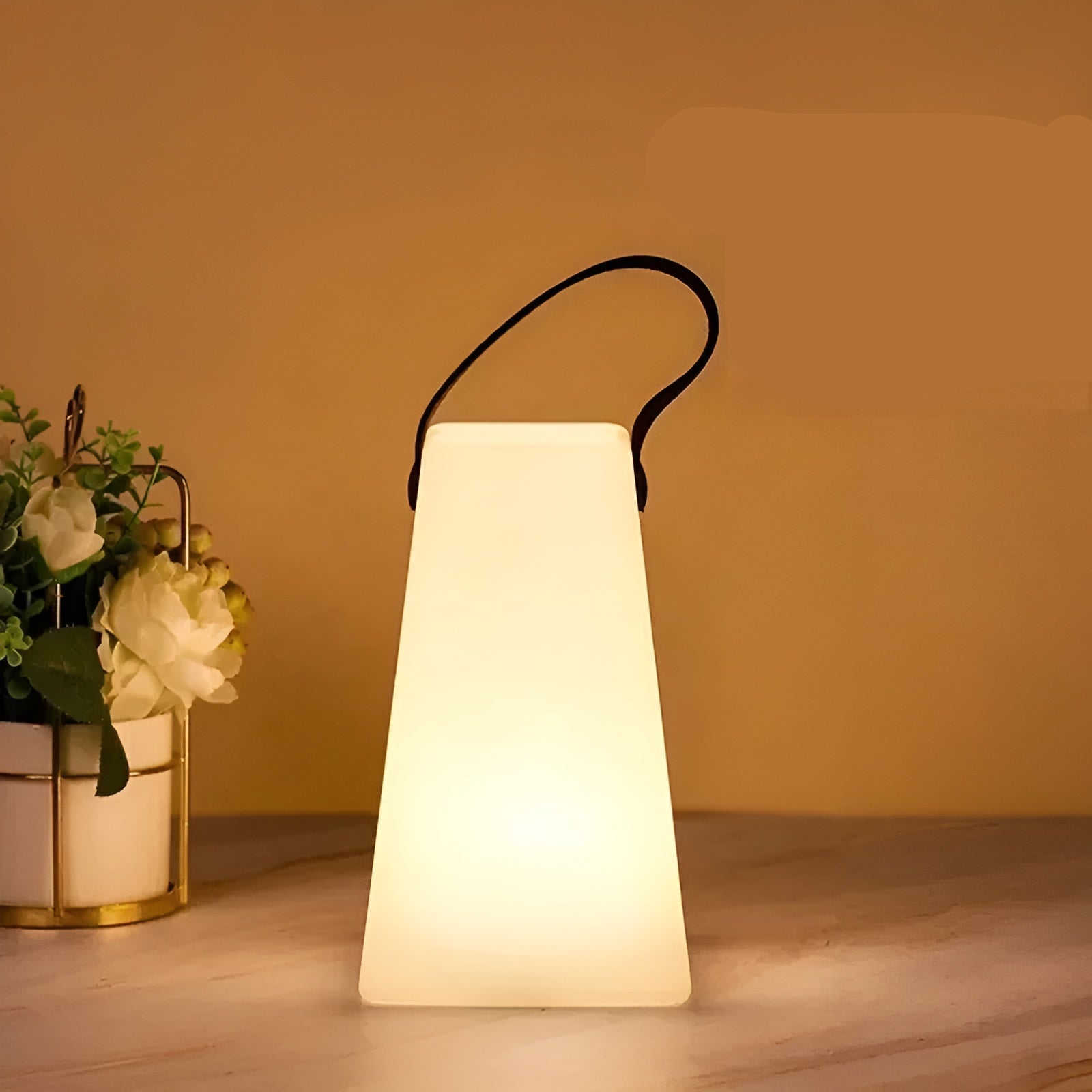 Table Lamp | Frosted Glass & Brushed Metal | Wireless Dimmable LED | Indoor Outdoor Ambient Lighting