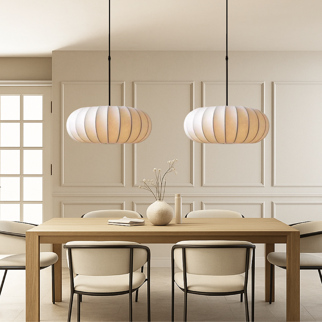 Pendant Lamp | Silk & Metal | Soft Ambient Lighting | Living Room Accent