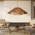 Pendant Light | Bamboo & Textile Cord | Woven Texture | Living Room Ambiance