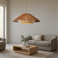 Pendant Light | Bamboo & Textile Cord | Woven Texture | Living Room Ambiance