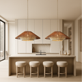Pendant Light | Bamboo & Textile Cord | Woven Texture | Living Room Ambiance